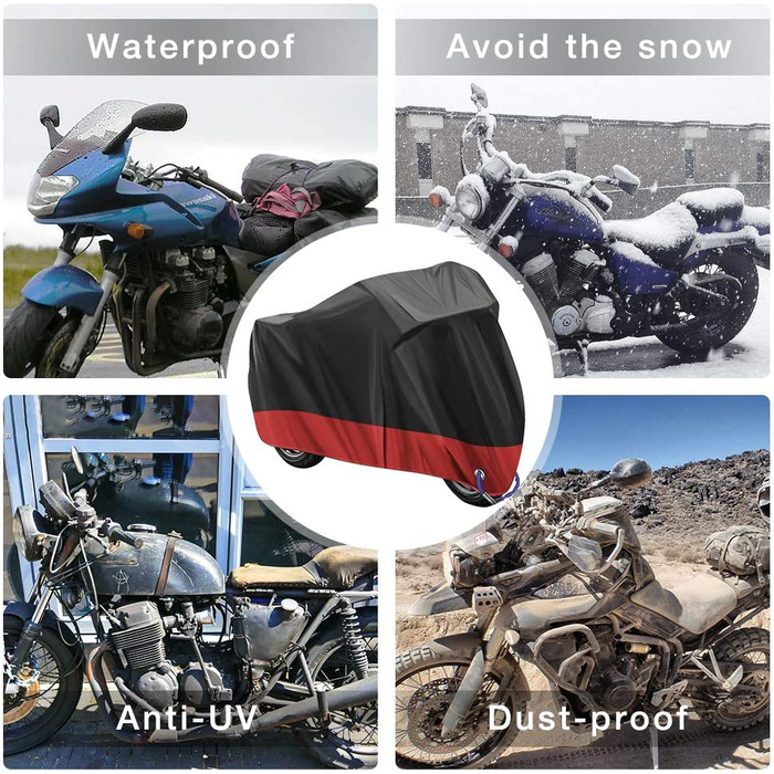 Водонепроникний чохол для мотоцикла 210D Oxford, захисна накидка для Harley-Davidson, Suzuki, Yamaha, 3XL (265×105×125 см), червоний, для вулиці, захист від подряпин