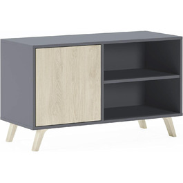ТВ-тумба Skraut Home Wind 100 для вітальні, 95x57x40 см, сіра, для телевізорів 32-40 дюймів, з розпашними дверцятами, колір Пучіні