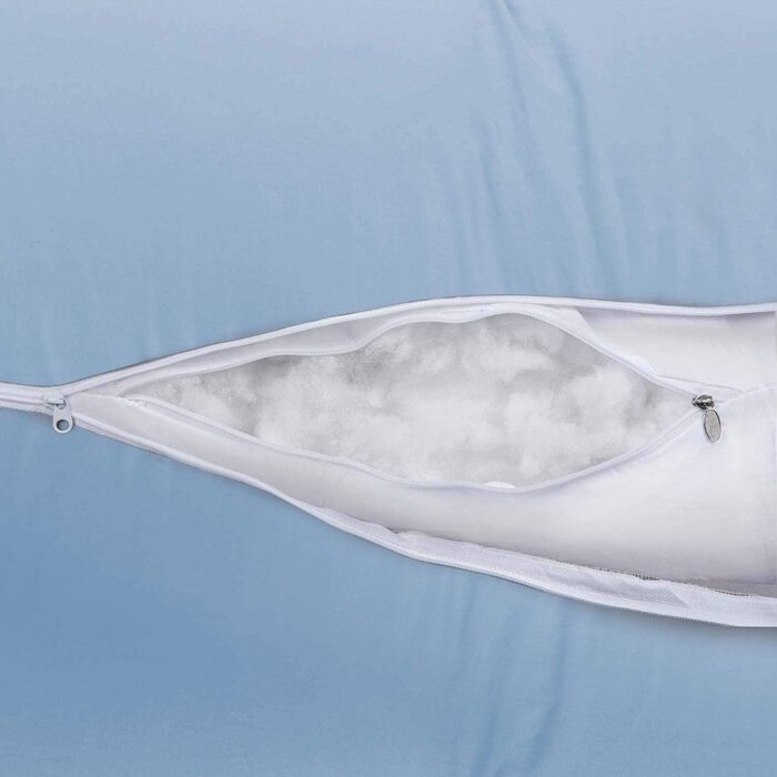 Подушка для вагітних та годування U-подібна XXL, 150x80 см, 100% бавовна, знімний чохол, блакитна