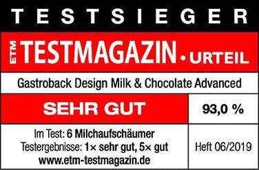 Індукційний електричний спінювач молока GASTROBACK Design Milk and Chocolate Advanced 650 Вт, 1 л, для гарячого шоколаду, чорний/сріблястий