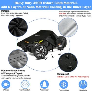 Водонепроникний чохол для Can-Am Ryker 600/900/Sport/Rally, міцний 420D, повна захисна накидка з водостійкими швами, аксесуар для мотоцикла, розмір 264x167x114 см
