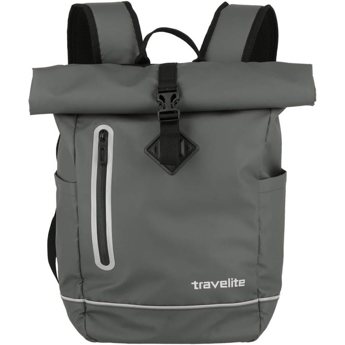 Рюкзак travelite Rolltop водонепроникний, велосипедний, міський, з роллтоп-застібкою та світловідбивачами, 19 л, 48 см, сірий (антрацит)