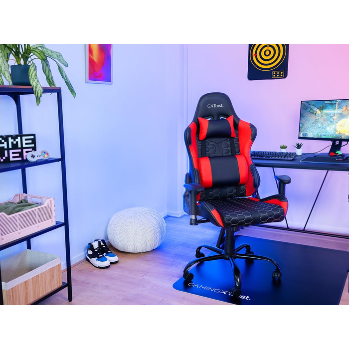 Ігрове крісло Trust Gaming GXT 708R Resto, обертається на 360°, офісне крісло з знімними подушками, регульована висота, фіксація, червоне