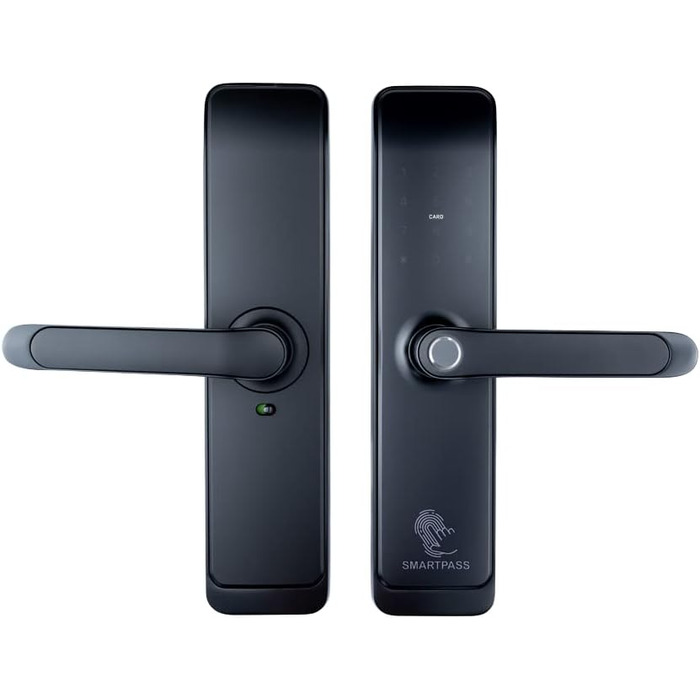 Електронний дверний замок SMARTPASS Tokyo з відбитком пальця, Bluetooth, Wi-Fi, кодом, картою, ключем, керуванням через додаток, чорний