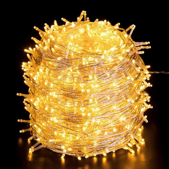 Світлодіодна гірлянда Quntis 100м, 1000 LED, теплий білий колір, для вулиці та дому, IP44, 8 режимів роботи, мережева
