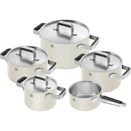 Набір каструль ZWILLING PURE, 5 предметів, з нержавіючої сталі 18/10, керамічне покриття, Stay-Cool ручки, придатний для миття в посудомийній машині, (слонова кістка)