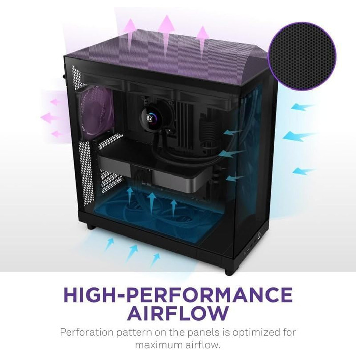 Корпус для ПК NZXT H6 Flow Black, вентиляція, ATX, чорний