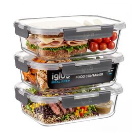 Набір скляних контейнерів для їжі Igluu Meal Prep (10 шт) — 370 мл та 1050 мл, герметичні ланч-бокси для зберігання продуктів