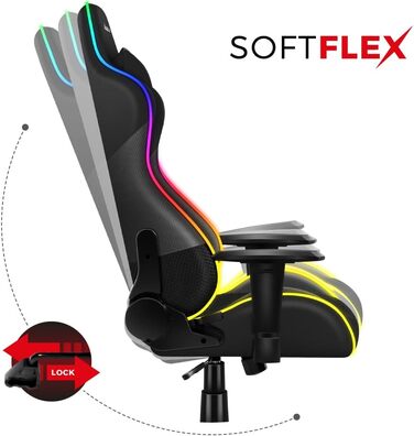Ігрове крісло Huzaro Force 6.2 Black RGB з LED підсвіткою, еко-шкіра, тканина, карбон, до 130 кг, регульована висота, підголівник, поперекова підтримка, ергономічне, чорне