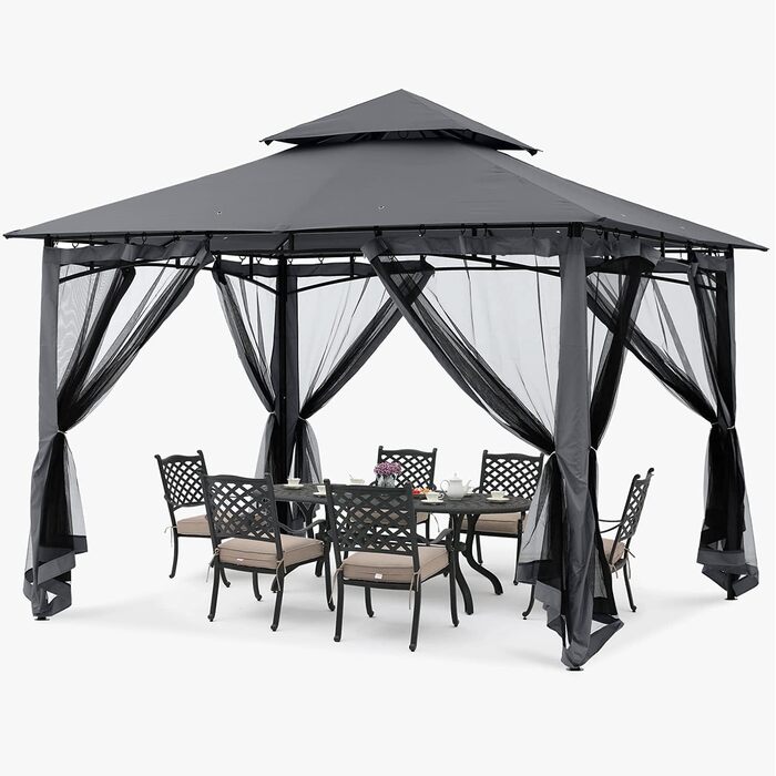 Павільйон садовий ABCCANOPY 2.5x2.5м водонепроникний, сірий (3.35x3.35м) для вечірок та захисту від сонця і дощу