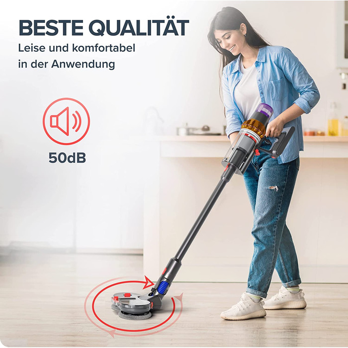 Електрична насадка для вологого прибирання Dripl для пилососів Dyson V7/V8/V10/V11/V15/Gen5 з від'ємним резервуаром для води, 6 багаторазових мопів і 1 контейнером для заповнення
