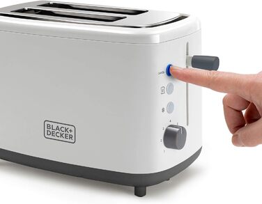 Тостер Black+Decker BXTO820E 820 Вт, 2 широкі екстрадовгі відсіки, 7 режимів, автоматичне центрування, білий пластик