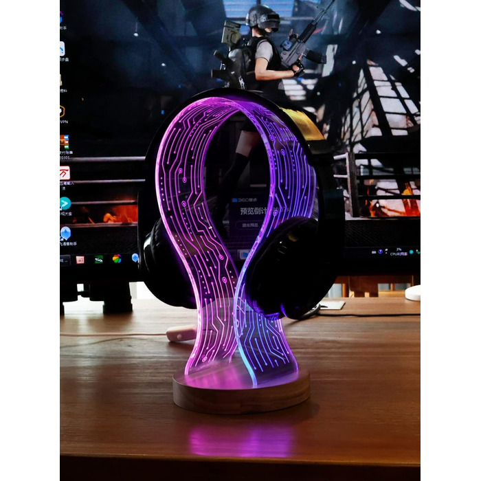 Підставка для навушників YuanDian з підсвіткою RGB, геймерський тримач для гарнітури на стіл, 16 кольорів, аксесуар для ігрової кімнати, подарунок для геймерів