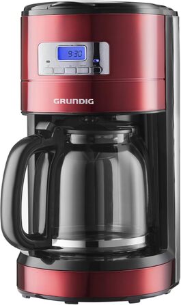 Кавоварка Grundig KM 6330 Red Sense, 1,8 л, 12 чашок, з цифровим годинником і програмованим стартом, металік червона