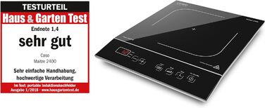 Індукційна плита CASO Maitre 2400, мобільна, 2400 Вт, SmartControl, 12 режимів, температура 60-240°C, таймер до 180 хв, для посуду до 26 см, склокераміка