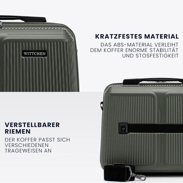 Валіза велика Wittchen Stripes Line XL (76.5x50x29 см) — Жорстка пластикова валіза-тролей ABS 96 л, 4 колеса 360°, кодовий замок, колір Khaki (з косметичкою S)