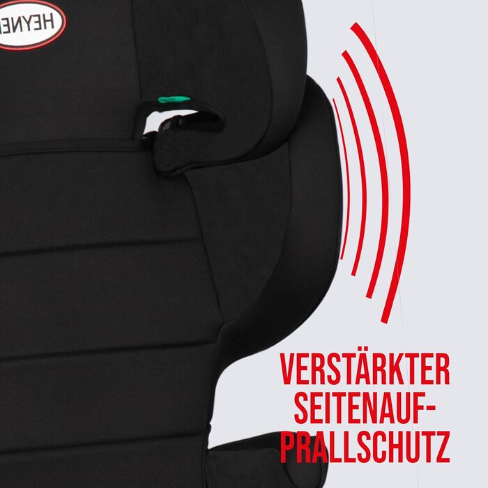 Автокрісло Heyner Kids i-Size складне, для дітей 3,5-12 років (100-150 см), чорне - з Isofix та без