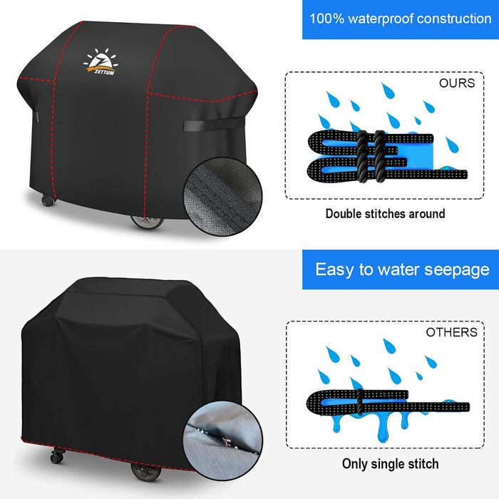 Водонепроникний чохол для гриля Zettum Heavy Duty для Weber Genesis II (E-310, E-330, S-310, S-330, S-335, S-340), ПУ-покриття, 147x63x113 см