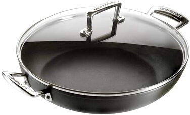 Пан з антипригарним покриттям Le Creuset, Ø 30 см, з кришкою, для всіх типів плит (в т.ч. індукційних), алюміній, сірий/срібний