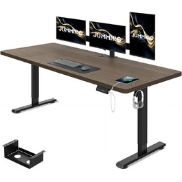 Електричний регульований стіл JUMMICO 160x80 см з USB, кабель-каналом, ергономічний комп'ютерний стіл для офісу, горіх