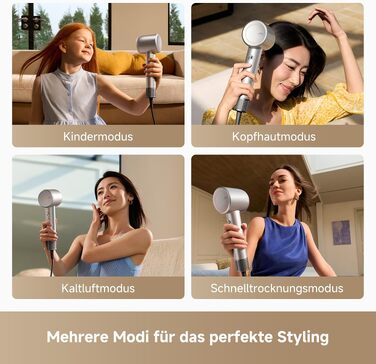 Фен для волосся MOVA Shine 10 з технологією Moisture Caring, безщітковий мотор 110 000 об/хв, плазма-іонізацією та NTC-контролем температури, сріблястий