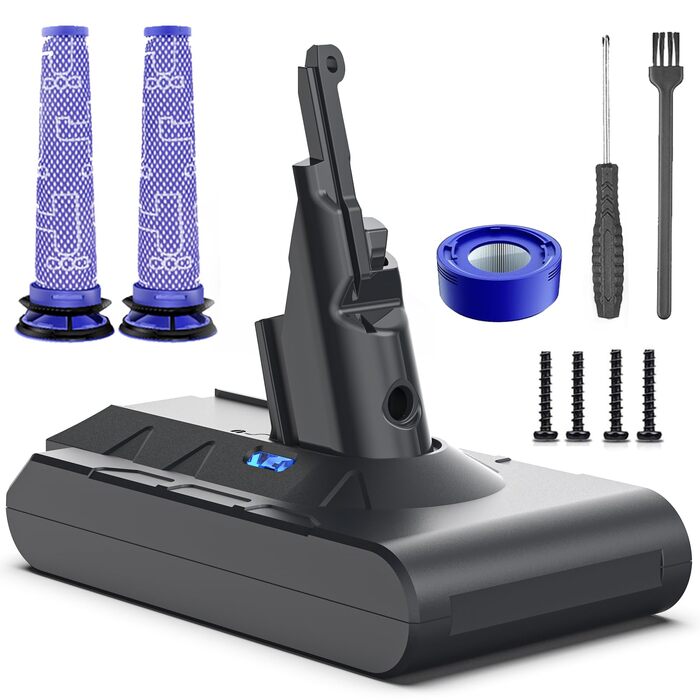 Акумулятор Keenstone V8 8000mAh для Dyson SV10 V8 Absolute/Animal/Motorhead/Fluffy: Оригінал + 3 фільтри