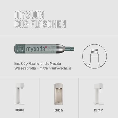 Сифон для газування води Mysoda Woody Set, корпус із відновленого дерева, пляшка Quick-Lock 1 л (BPA-free) та циліндр CO2, білий
