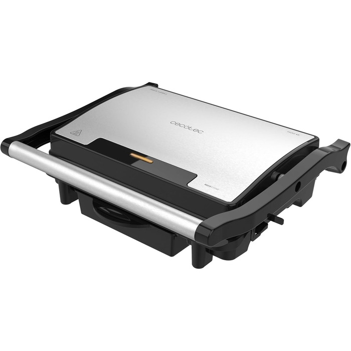 Електричний контактний гриль Cecotec Rock'nGrill Rapid з функцією сендвічмейкера. 1500 Вт, поверхня для гриля 24,5 x 17,3 см, покриття RockStone, регульована верхня пластина, з піддоном для збору жиру.