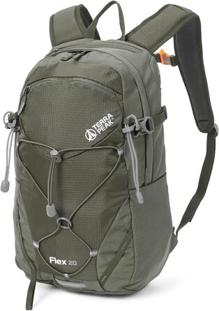 Рюкзак Terra Peak Flex 20L преміум, оливковий – туристичний рюкзак з вентиляцією спини, питною системою, дощовиком, 3D Air Mesh поліестер, поясом, для трекінгу та подорожей