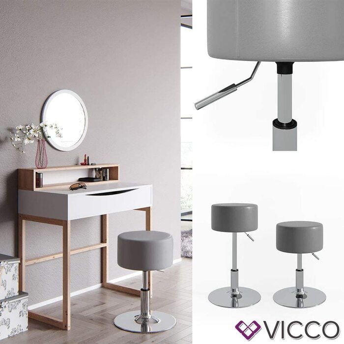 Табурет Vicco Design сірий 33x67 см для туалетного столика
