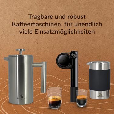 Handpresso Тревел-прес з чохлом, 0,35 л, французький прес із нержавіючої сталі, подвійні стінки, термокружка для кави, компактна для подорожей і кемпінгу