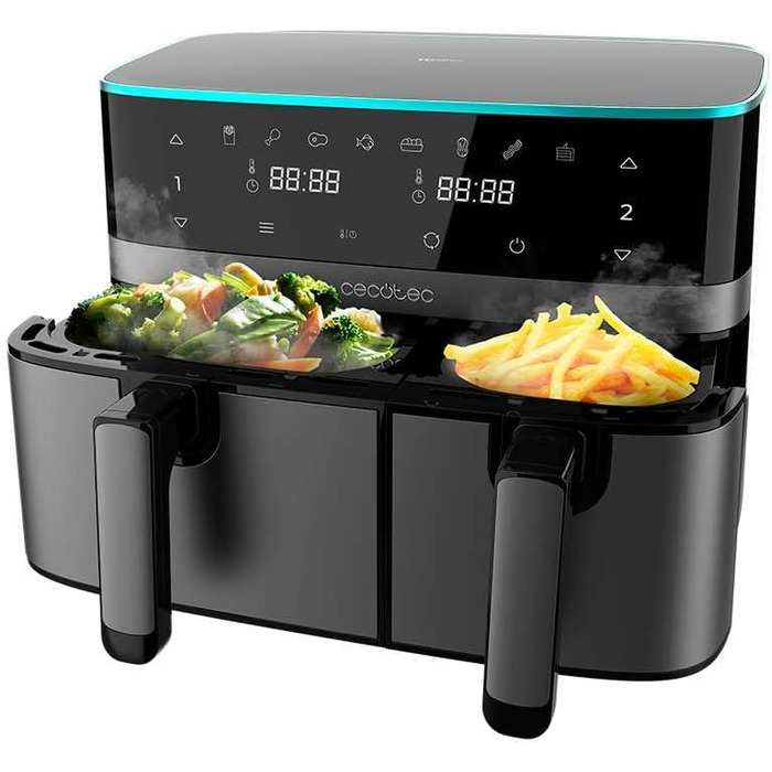 Аерофритюрниця Cecotec CecoFry Advance Double 9 л, 2850 Вт, цифрова, подвійна чаша, PerfectCook, для здорового харчування