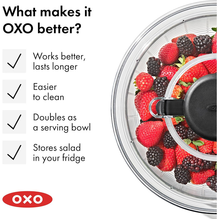Салатниця з віджимом OXO Good Grips 5.8л прозора - для миття та сушіння салату