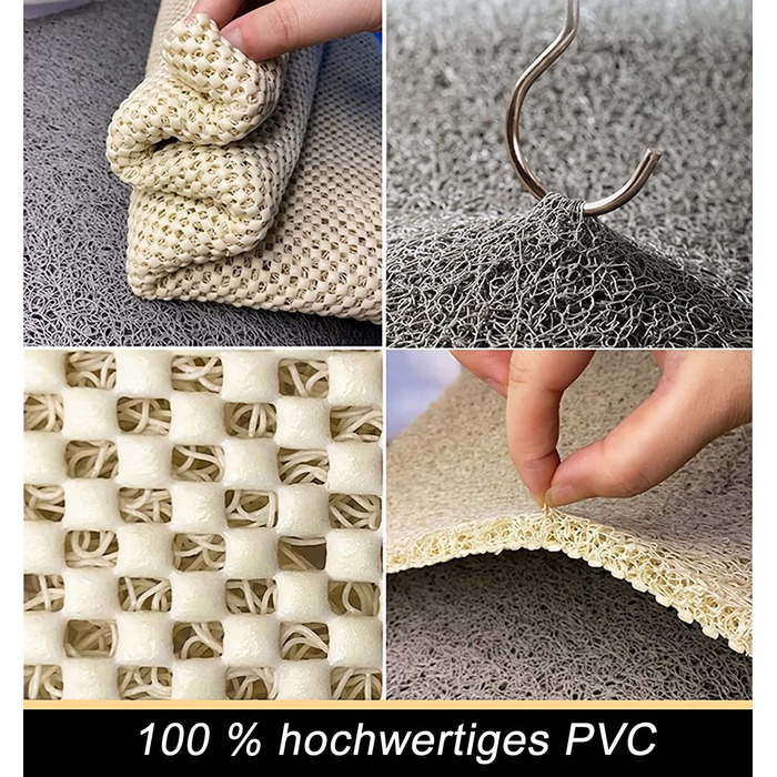 Протиковзкий квадратний килимок для душу ROIMOE, PVC-люфа, масажний, швидковисихаючий, легке очищення, 60x60 см