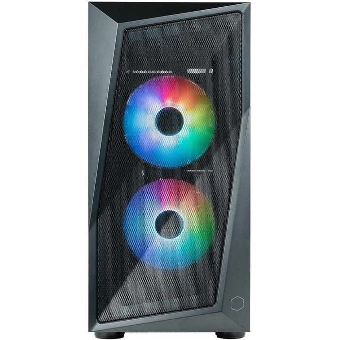 Корпус для ПК Cooler Master CMP 320 Mini-Tower, чорний, Micro-ATX, скляна бічна панель, 2x 120 мм ARGB вентилятори, підтримка різних компонентів, з кришкою для блоку живлення