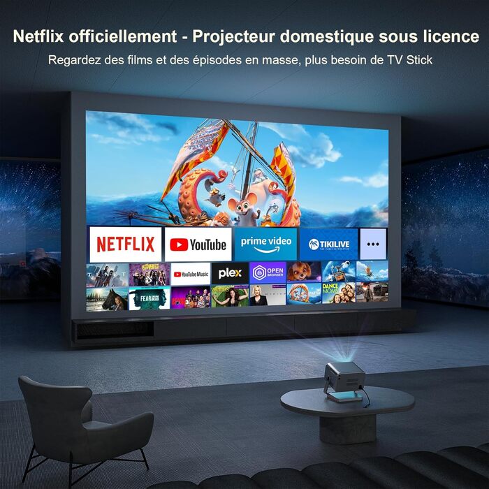 Проектор VOPLLS 4K з автофокусом та корекцією трапеції, 28000 Люмен, WiFi6, Bluetooth, Full HD 1080P, для кінотеатру вдома та на вулиці, сумісний з Android/PC