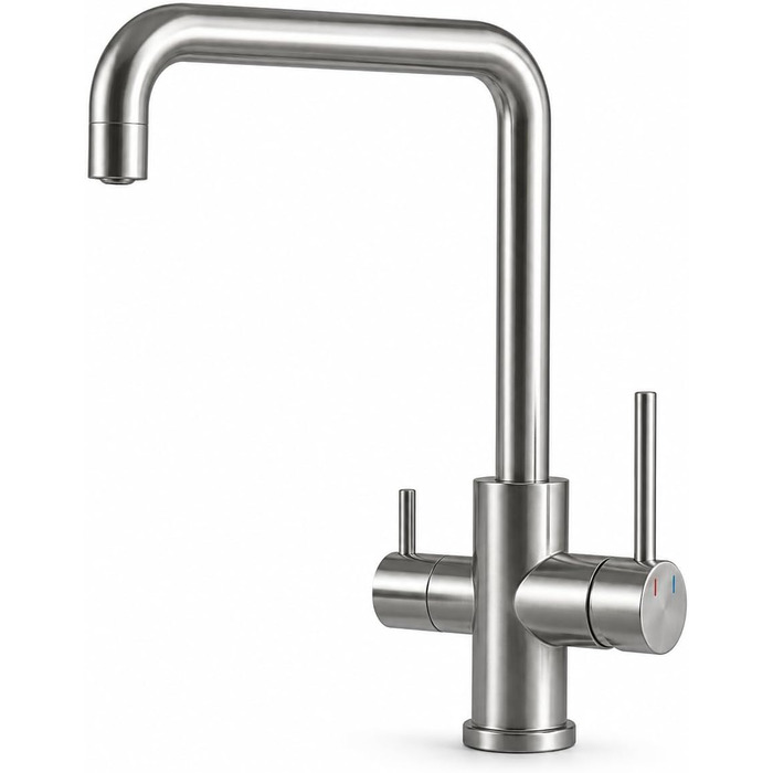 Змішувач кухонний AORA® VANTO INOX з нержавіючої сталі 304 для фільтра води та системи зворотного осмосу, поворотний вилив 360°