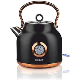 Електрочайник Haeger Art Deco EK-22B.024A, 2200 Вт, 1,7 л, чорний, бездротовий, поворотна база 360°