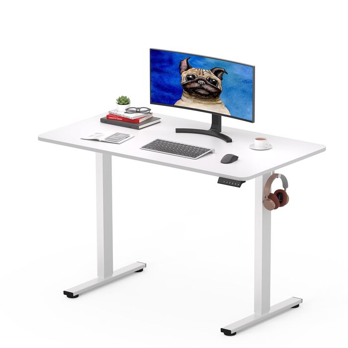Електричний регульований стіл SANODESK 100x60 см білий з цільною стільницею та 4 пам'яті