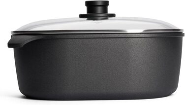 Браcер Woll Nowo Titanium з антипригарним покриттям, алюмінієвий, 6 л, 32x22 см, з жароміцною скляною кришкою, для газових, електричних, галогенових та склокерамічних плит, не для індукції