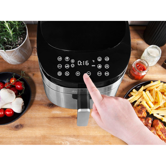 GASTROBACK Design Air Pro XXL аерофритюрниця 6,5 л, 8 програм, сенсорне управління, сріблясто-чорна