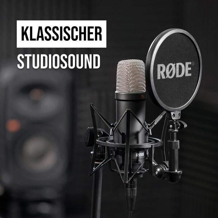 RØDE NT1 Signature Series студійний конденсаторний мікрофон з великою діафрагмою, антивібраційним кріпленням, поп-фільтром та XLR-кабелем для музики, вокалу, стрімінгу і подкастів