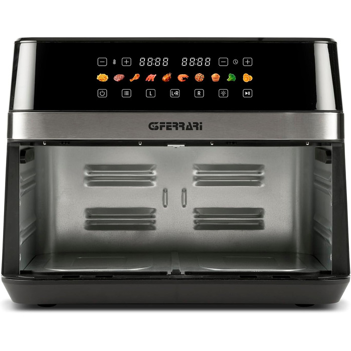 Мультифункціональна аерофритюрниця та BBQ-гриль G3 Ferrari Friggisano BBQ G10181, 2000 Вт, 10 л XXL, 8 програм, без диму, BPA- та PFOA-safe, чорний/сірий