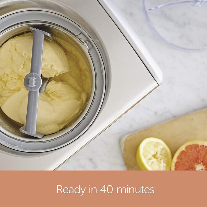 Морожениця Cuisinart ICE100BCU професійна, 1.5л, срібляста - для морозива, йогурту та сорбету