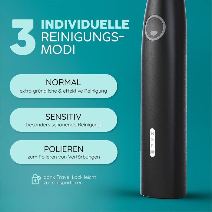 Електрична звукова зубна щітка happybrush® Eco Vibe 3+ – Чорний колір – 2 роки гарантії