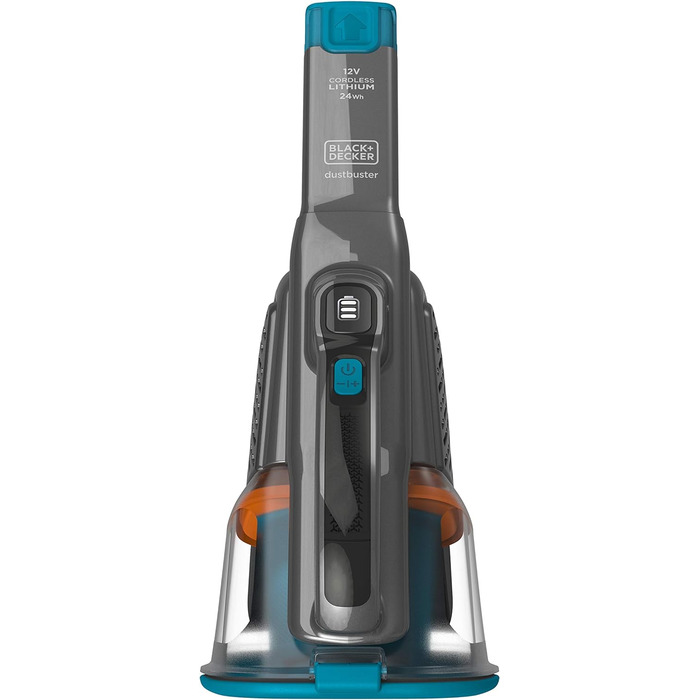 Акумуляторний ручний пилосос BLACK+DECKER BHHV320B, 12В, 25AW, циклонна фільтрація, без мішка, з висувною щілинною насадкою та зарядною станцією, титаново-синій
