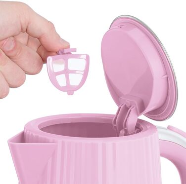 Електричний чайник Russell Hobbs Eden Raspberry 27362-70, 1.7 л, 2400 Вт, малиновий, зі сталевими акцентами та фільтром від накипу