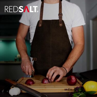 Преміальна шкіряна фартух REDSALT з буйволиної шкіри 84x62 см, коричневий — для барбекю, кухні, ресторану, бару та бариста, подарунок для чоловіків