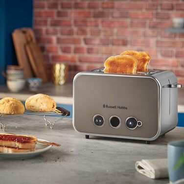 Тостер Russell Hobbs Distinctions Titanium (2 відділення) - нержавіюча сталь, 6 режимів, розморожування, підігрів, підйом тостів