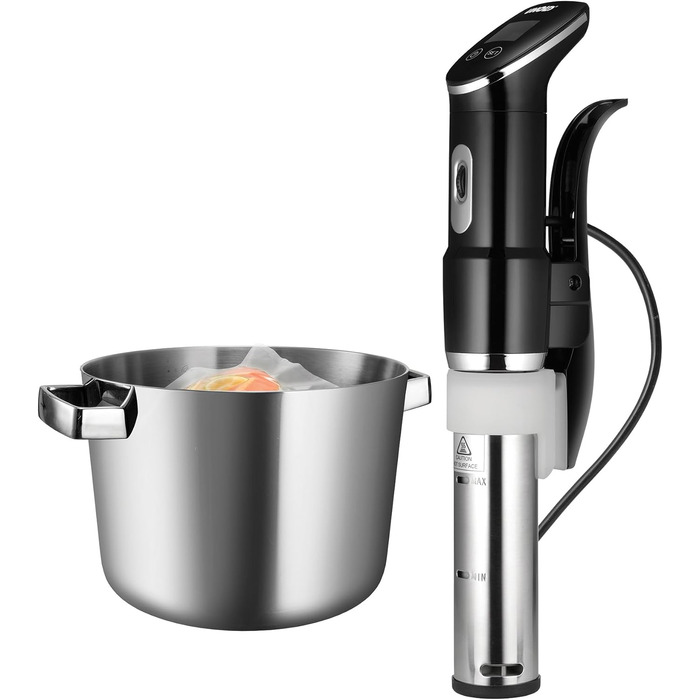 Unold 58915 Sous Vide Stick Time – Погружний су-від для приготування їжі, 1300 Вт, нержавіюча сталь, для каструль від 18 см, точність 0.2°C, до 95°C, 20л